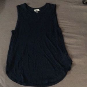 dark teal-blue, sleeveless, tank. EUC